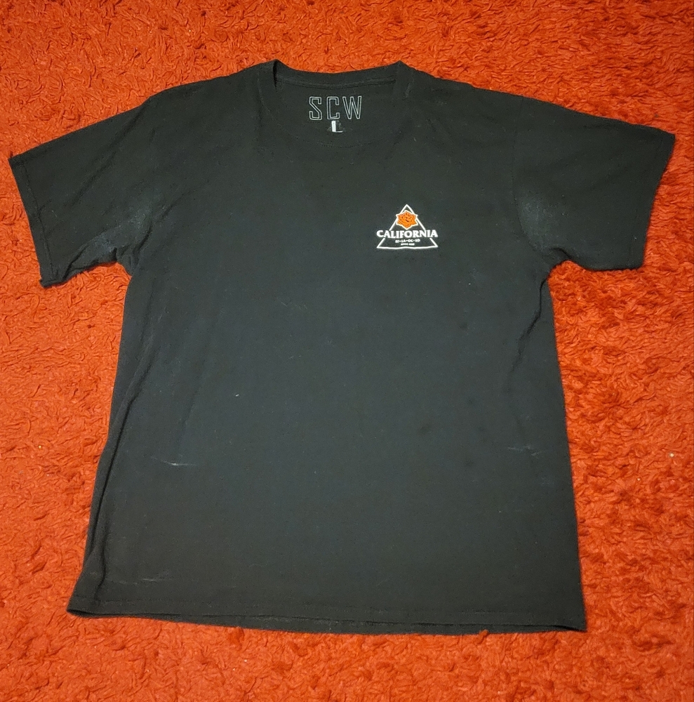 Black SCW red rose California tee shirt men's size large